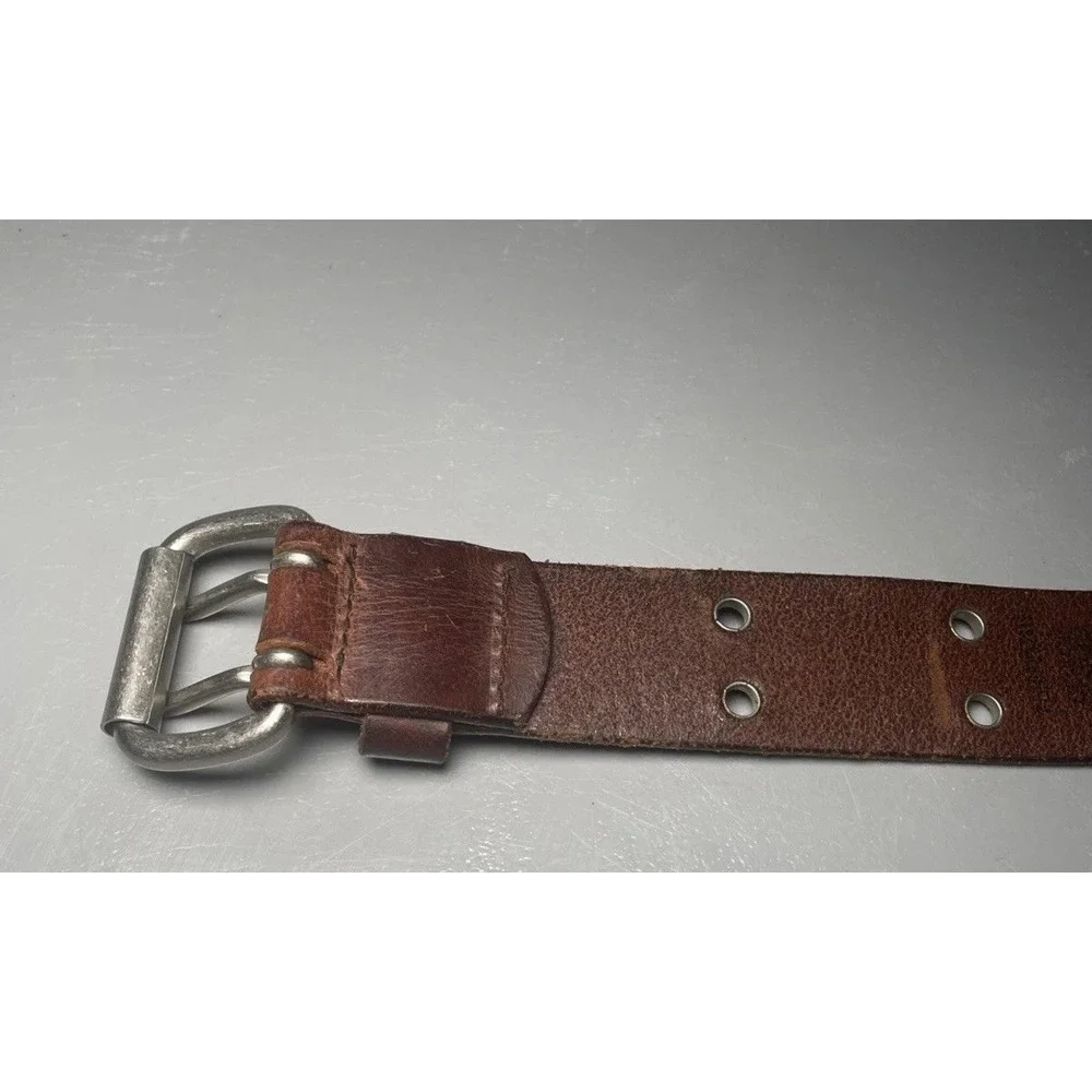 Aeropostale Studded Brown Leather Double Prong 9916 Belt Size L